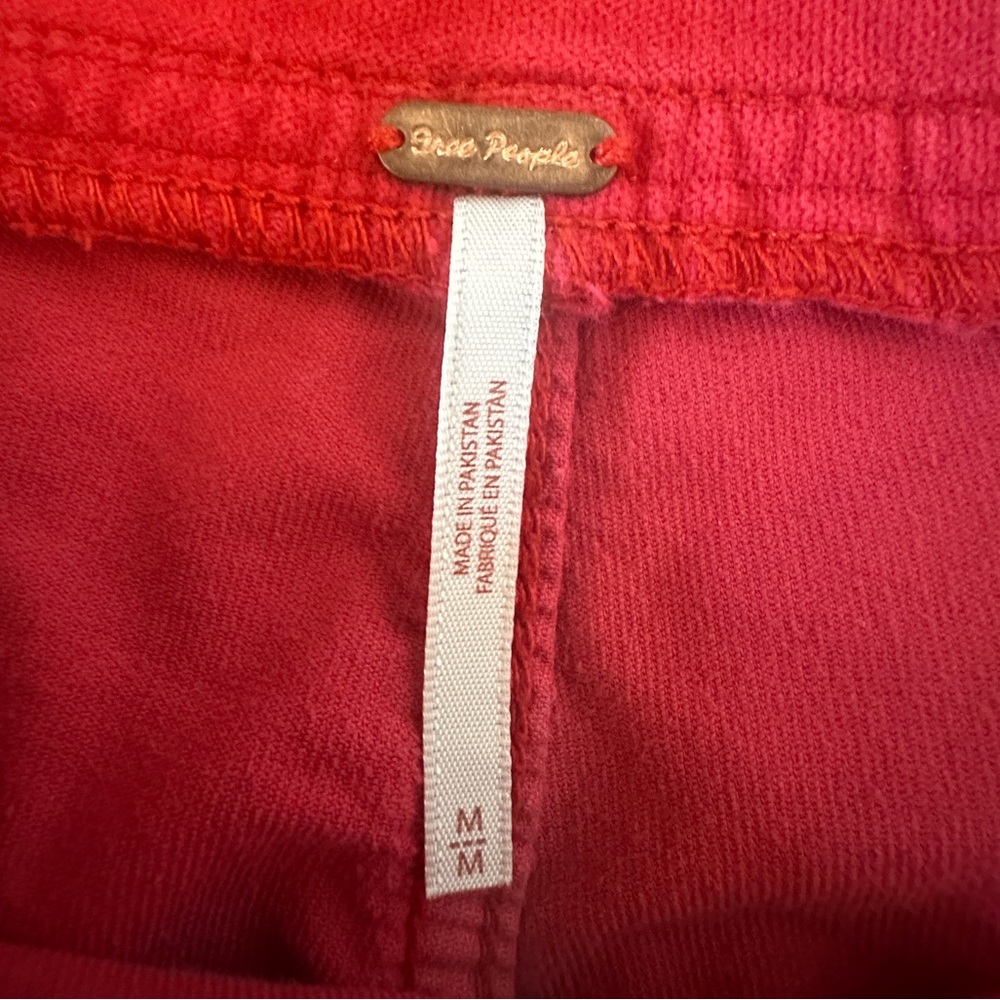 Free People In My Feelings Velvet Crop Slim Flare Pants Red Size Medium - Picture 7 of 9